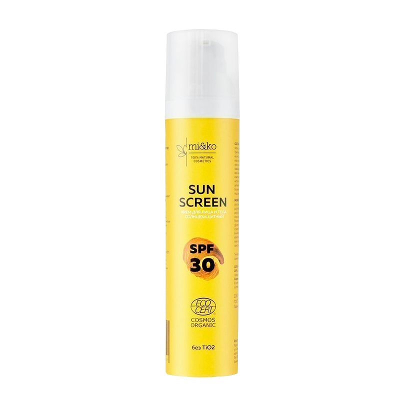 Крем для лица и тела солнцезащитный Sun Screen SPF 30 COSMOS ORGANIC MiKo, 100 мл