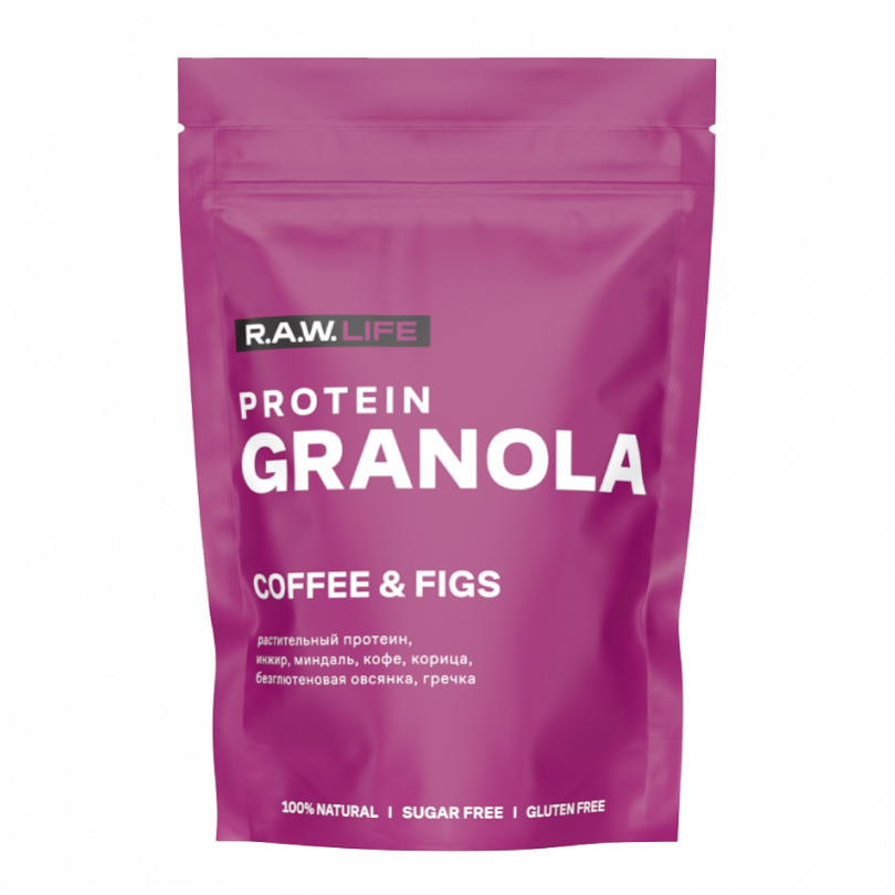 Гранола протеиновая "PROTEIN GRANOLA COFFEE FIGS" Raw Life